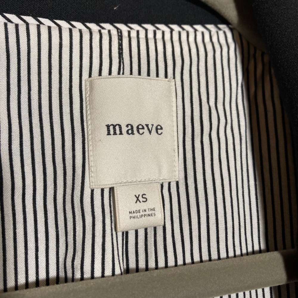 Maeve Anthropologie Black Double Breasted Pinstripe Lined Blazer XS Minimalist - Picture 4 of 7